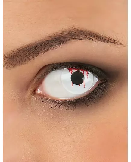 Fancy contact lenses injured eye white background 3 months adult Halloween