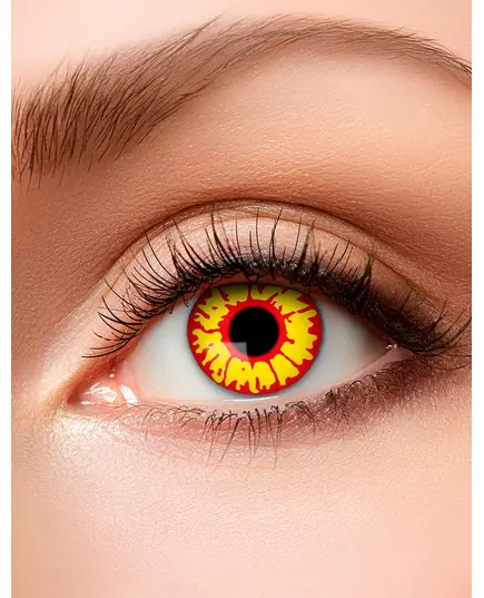 Yellow and red fancy contact lenses for adults
