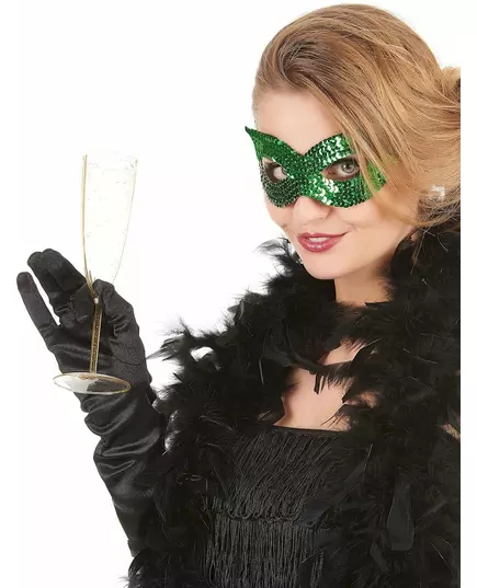 Adult green sequined Venetian wolf