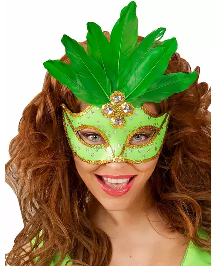 Green wolf with feathers woman