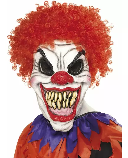 Skremmende rødhåret klovnemaske til Halloween for voksne
