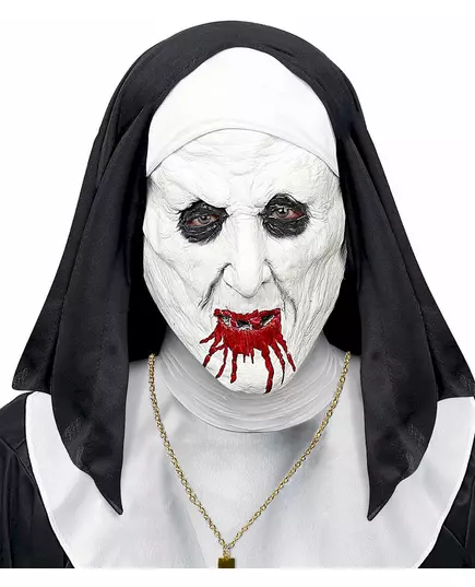 Horrid nun half-head mask with adult headdress