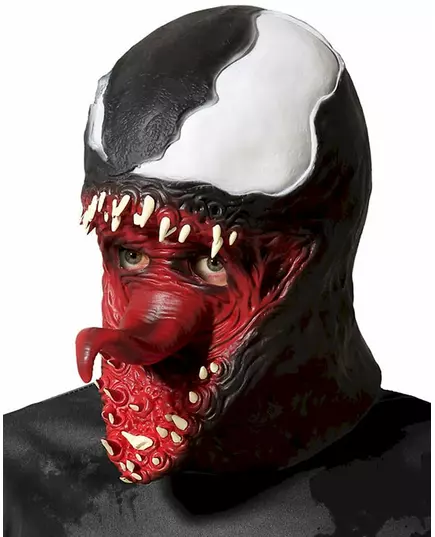 Svart og hvit symbiote-lateksmaske for voksne
