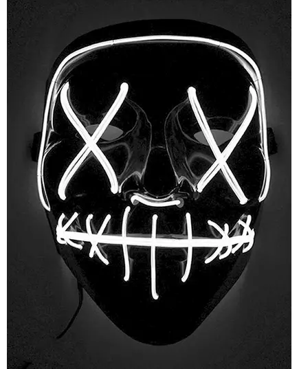 Hvit, lysende LED-maske for voksne