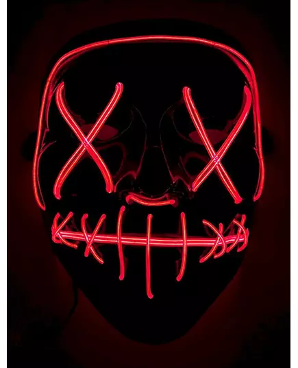 Rød, lysende LED-maske for voksne