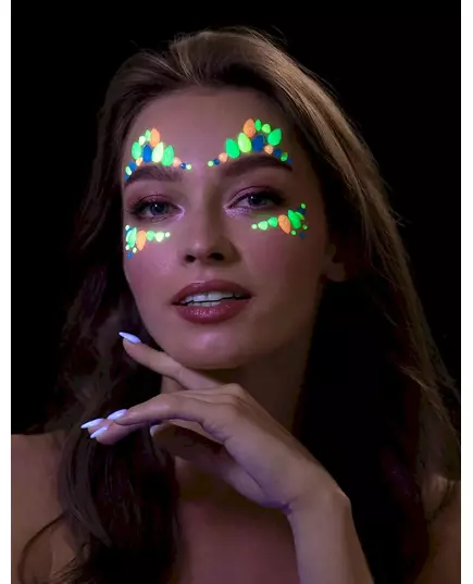 Multicolored glow-in-the-dark face adhesive rhinestones