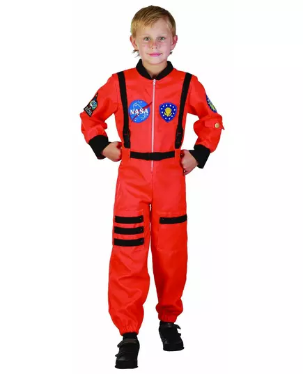 Oransje astronautkostyme til gutter, Størrelse: 10–12 år (130–140 cm)