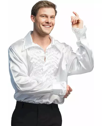 Men's white disco shirt, Size: XX-Large (58/60)