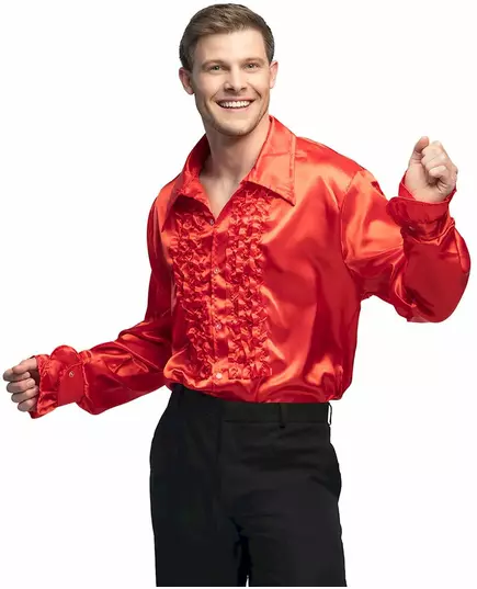 Men's red disco shirt, Size: X-Large (54/56)