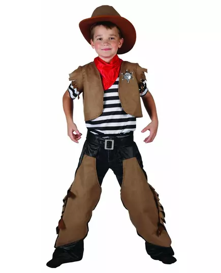 Brunt cowboykostyme til gutter, Størrelse: 7–9 år (120–130 cm)