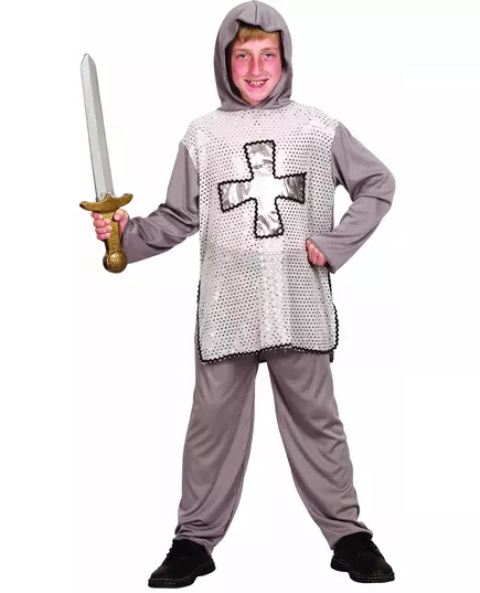 Gray knight costume for boys, Size: 10-12 years(130-140 cm)