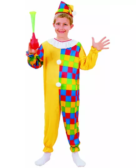 Boys' Checkered Clown Costume, Size: 7-9 years (120-130 cm)