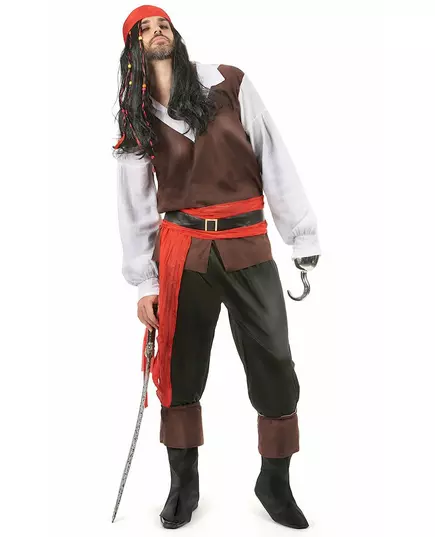 Svart piratbuksekostyme til menn, Størrelse: XX-Large