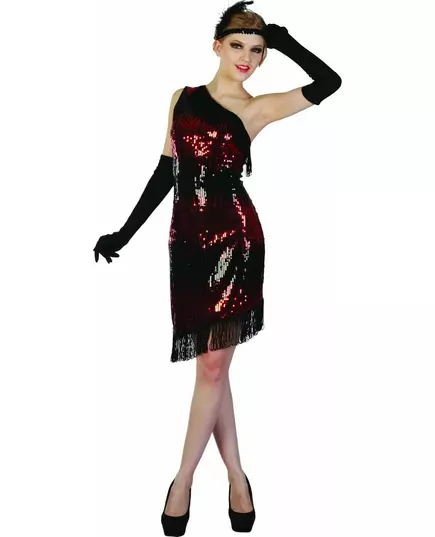 Black and red Charleston costume for women, Size: Medium/Large