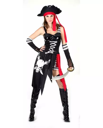 Sexy piratkostyme for kvinner, Størrelse: Large