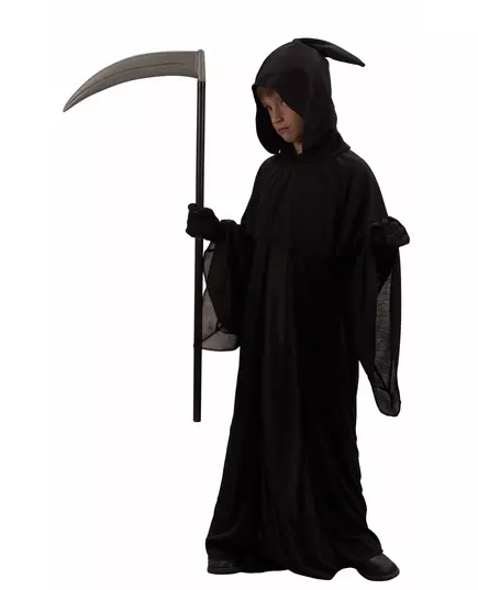 Svart Reaper-kostyme til barn Halloween, Størrelse: 10–12 år (130–140 cm)