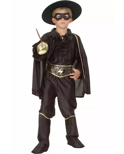 Black masked vigilante costume for boys, Size: 10-12 years (130-140 cm)