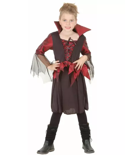 Girls' satin vampire Halloween costume, Size: 7-9 years (120-130 cm)