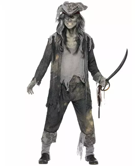 Halloween-kostyme for menn med piratspøkelse, Størrelse: Medium