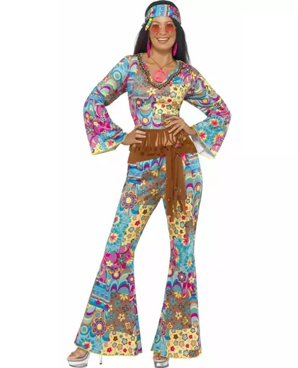 Women's V-neck hippie costume, Size: Medium