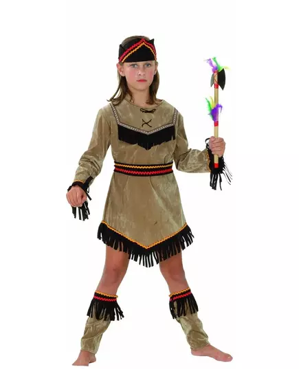 Brown and black Indian costume for girls, Size: 7-9 years (120-130 cm)