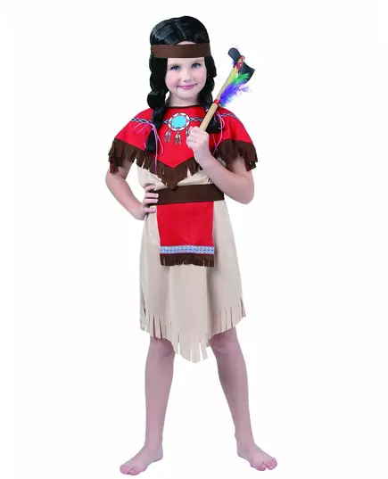Red and beige Indian costume for girls, Size: 10-12 years (130-140 cm)