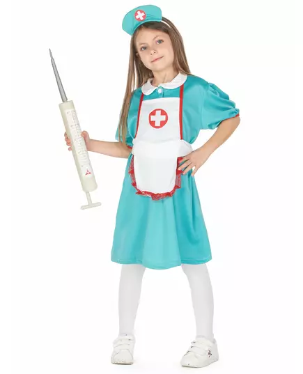 Green nurse costume for girls, Size: 10-12 years (130-140 cm)
