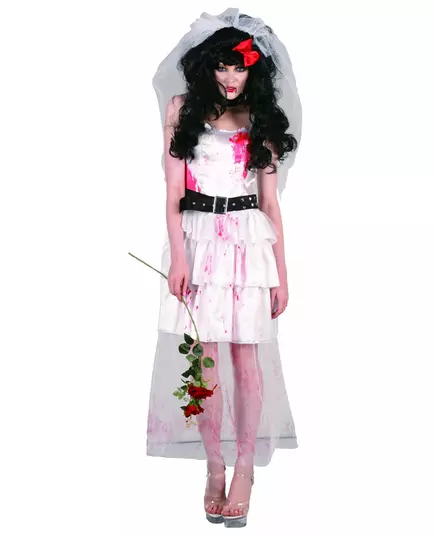 Zombiebrudkostyme til Halloween for kvinner, Størrelse: Medium/Large