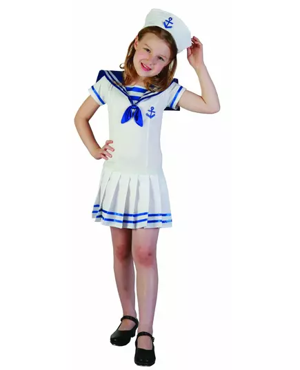 Sailor anchor costume for girls, Size: 10-12 years(130-140 cm)