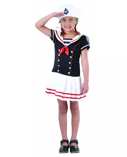 Black and white sailor costume for girls, Size: 10-12 years (130-140 cm)