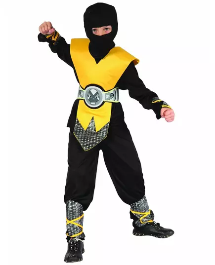 Yellow ninja costume for boys with chest protector, Size: 7-9 years(120-130 cm)