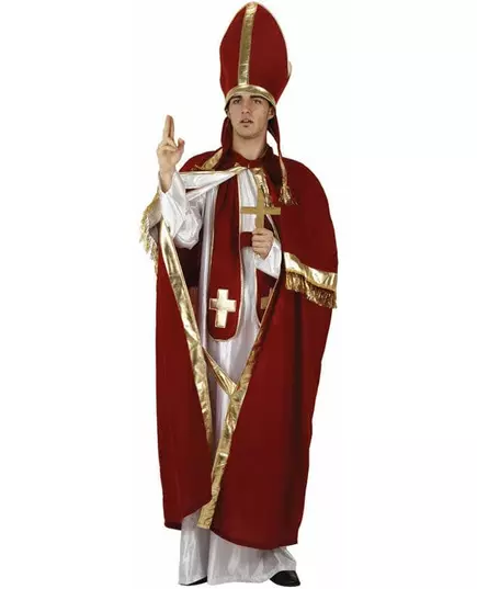 Red and white pope costume for men, Size: X-Large