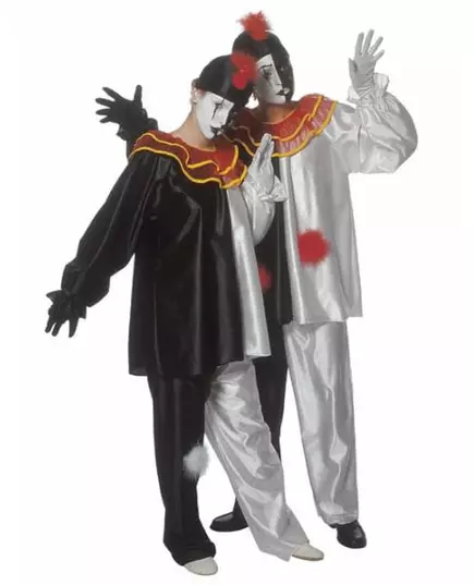 Pierrot-kostyme for voksne, Størrelse: L