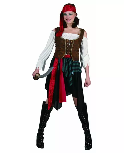 Women's striped pirate costume, Size: Medium/Large