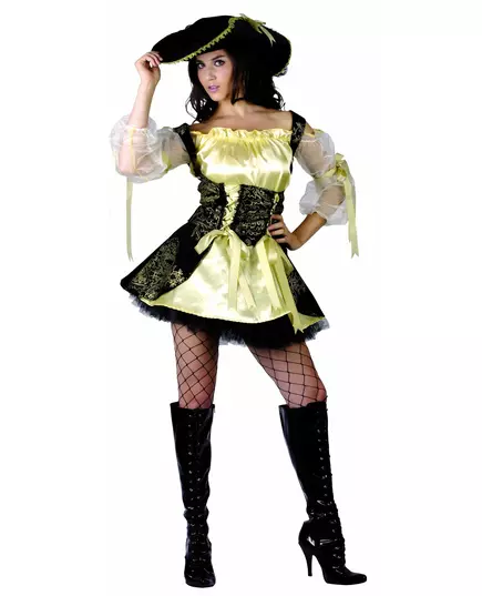 Yellow pirate costume for women, Size: Medium/Large