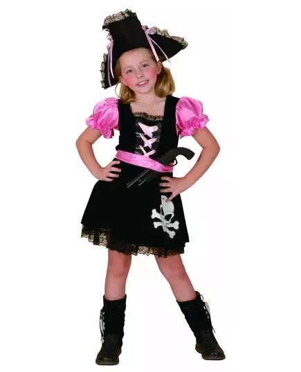 Piratkostyme til jenter, Størrelse: 7–9 år (120–130 cm)