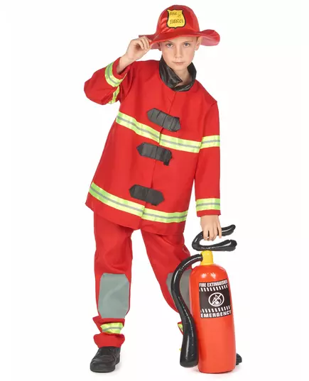 Red firefighter costume for children, Size: 4-6 years (110-120 cm)