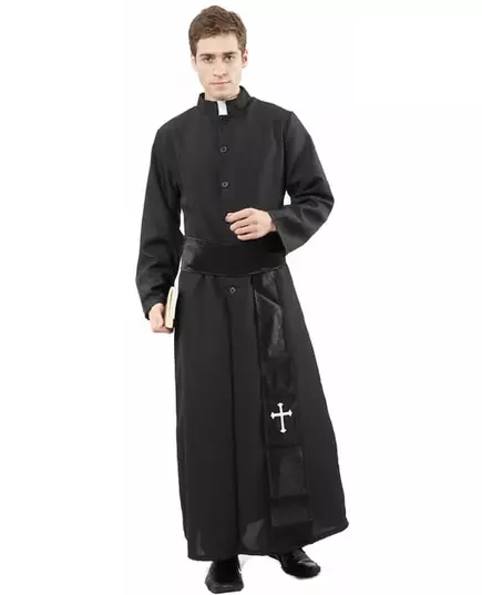 Priest costume with white collar for men, Size: Medium