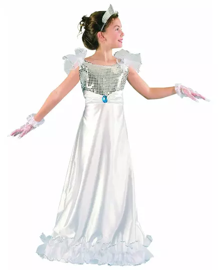 Hvitt prinsessekostyme til jenter, Størrelse: 10–12 år (130–140 cm)