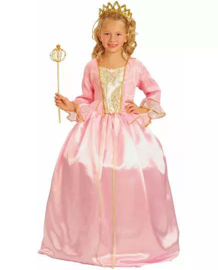 Princess costume with tiara for girls, Size: 7-9 years (120-130 cm)