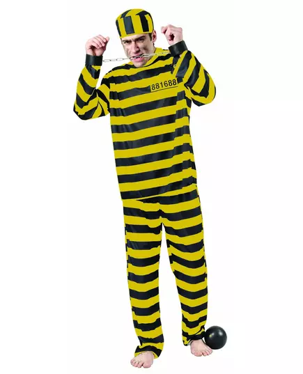 Adult yellow prisoner costume, Size: X-Large