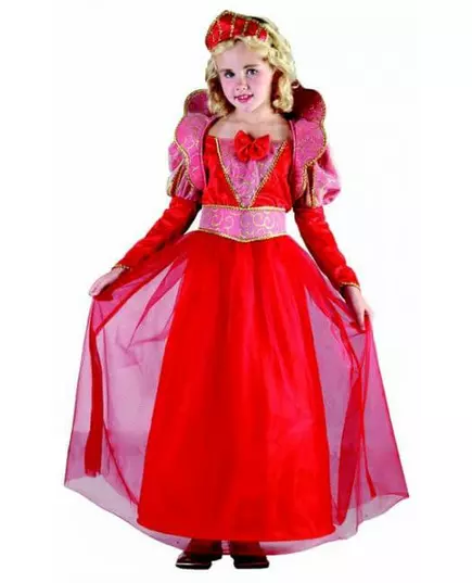 Medieval queen costume with puffed sleeves for girls, Size: 10-12 years (130-140 cm)