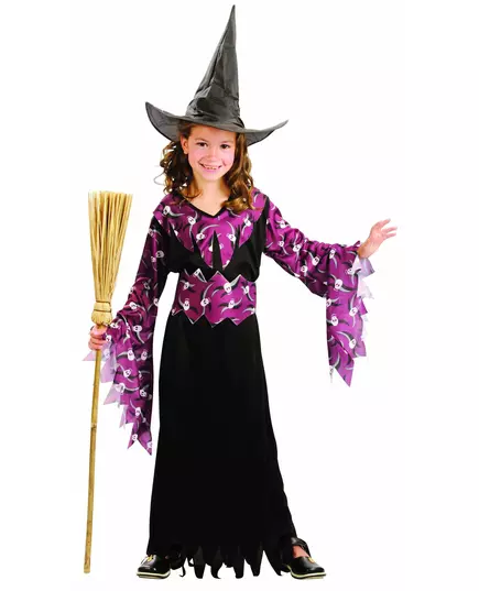Halloween witch costume with hat for girls, Size: 10-12 years (130-140 cm)