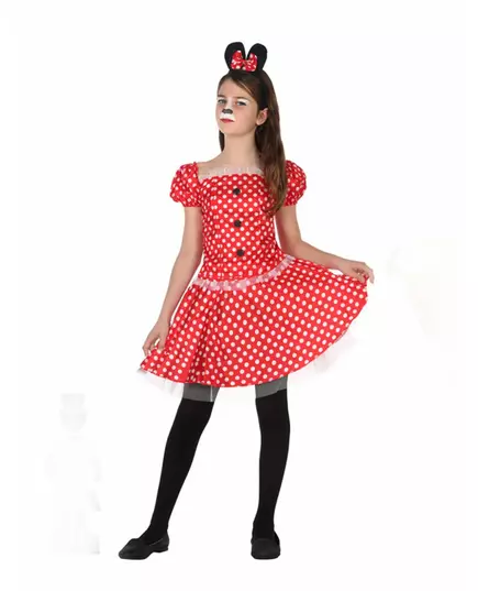 Red polka dot mouse costume for girls, Size: 10-12 years (145-160 cm)