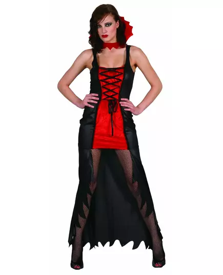 Rødt og svart vampyrkostyme for kvinner til Halloween, Størrelse: Medium/Large