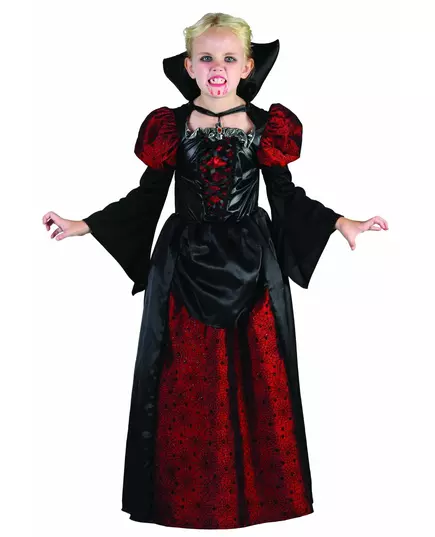 Girls' puffed sleeve vampire costume, Size: 7-9 years (120-130 cm)