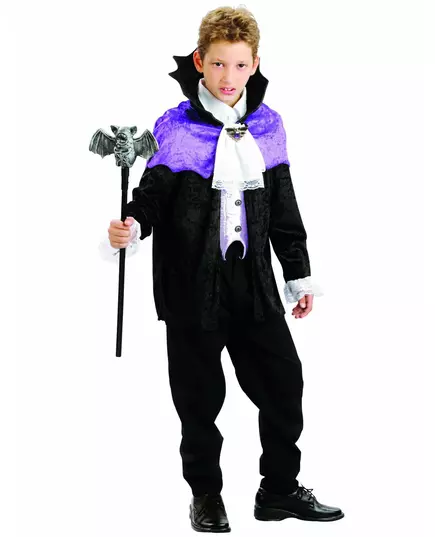 Black and purple vampire costume for boys, Size: 7-9 years(120-130 cm)