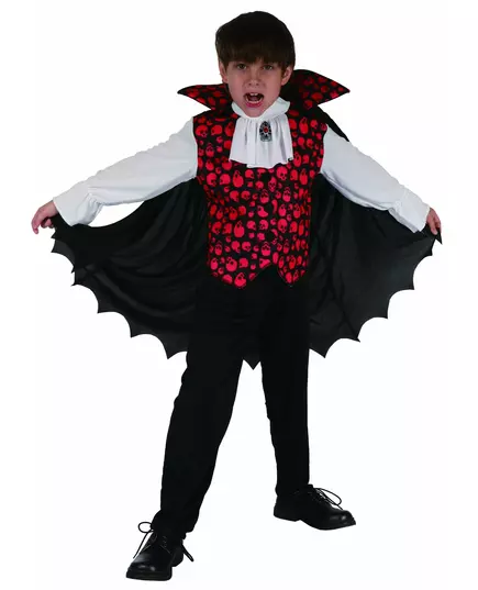 Rødt vampyrkostyme til gutter, Størrelse: 10–12 år (130–140 cm)