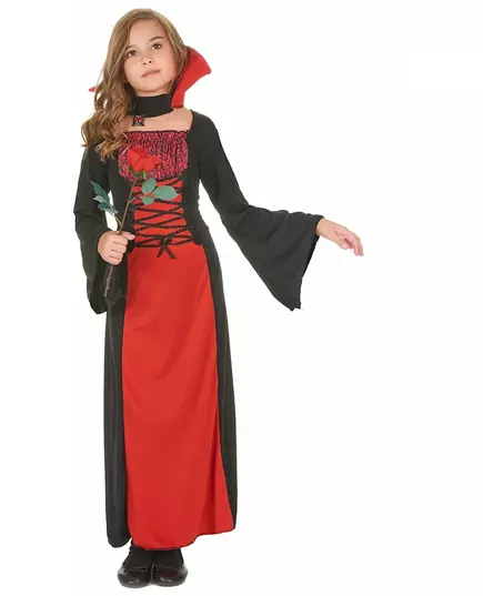 Langt vampyrkostyme til jenter på Halloween, Størrelse: 10–12 år (130–140 cm)