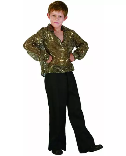 Gold sequin disco costume for boys, Size: 10-12 years (130-140 cm)